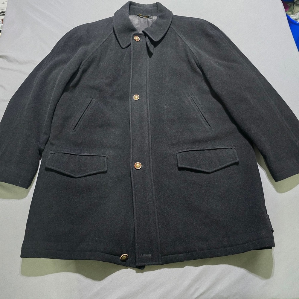 FLAWS Mario Valente Black Wool Cashmere Blend Car Coat Jacket Made in Italy 48L